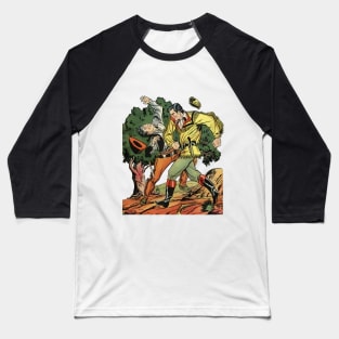 Hombres Peleando en el Campo Vintage Comic Baseball T-Shirt